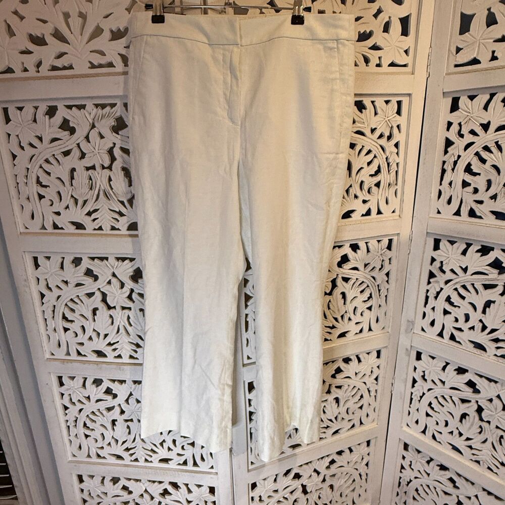 NWT  White J Crew Capri Pants Linen/cotton blend fully lined gorgeous size 10